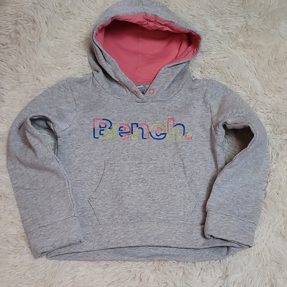 Bench, Gray and Pink Pullover Hoodie, Girls, Size 6, Small
